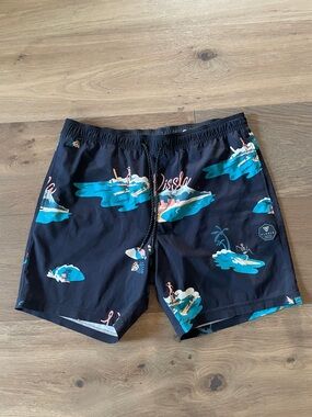 VISSLA Surf Print Board Shorts Swim Trunk Swim Shorts Drawstring Waist Surfer XL